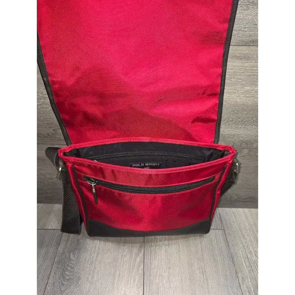 Polo Sport Ralph Lauren Red Black Messenger Bag Adjustable Strap Y2K B000785